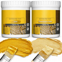 (Gold+Dark Gold, -) Weather Resistant Water-Based Gold Paint, Fast Drying for Metal Wood