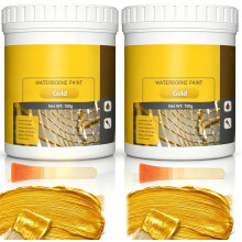 (Gold*2, -) Weather Resistant Water-Based Gold Paint, Fast Drying for Metal Wood