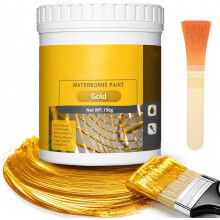 (Gold, -) Weather Resistant Water-Based Gold Paint, Fast Drying for Metal Wood