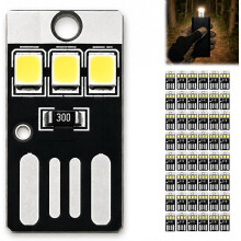 (50PCS-Black, -) Mini USB-valo, 3-LED-pistokelamppu varavirtalähteelle leirintäkäyttöön