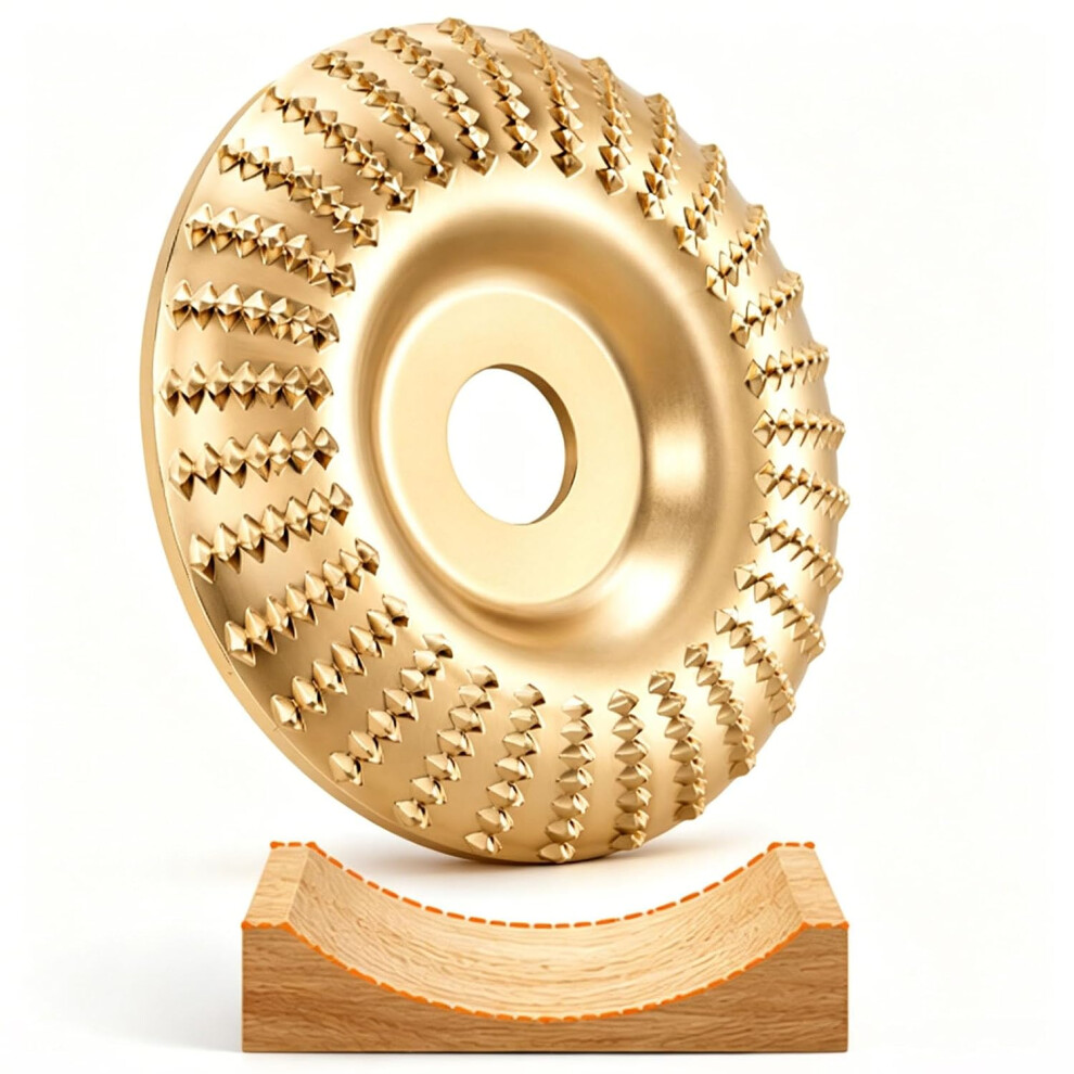 (Gold Curved Surface, Aperture-0.62In) 3Pcs Tungsten Carbide Angle Grinder Polishing Pad, Wood Sanding Disc 5437706459477