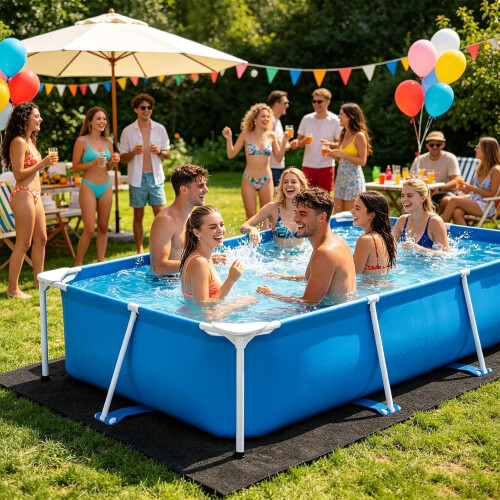 (3mx4m, -) Round Pool Ground Cloth, Foldable Waterproof Under Pool Liner Pad 2