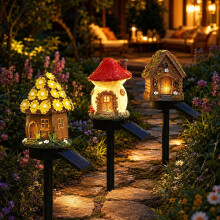 (C+D+F, -) Zonne-energie Sprookjes Paddestoel Tuinlampen - Hars Lamp