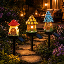 (B+C+F, -) Zonne-energie Sprookjes Paddestoel Tuinlampen - Hars Lamp