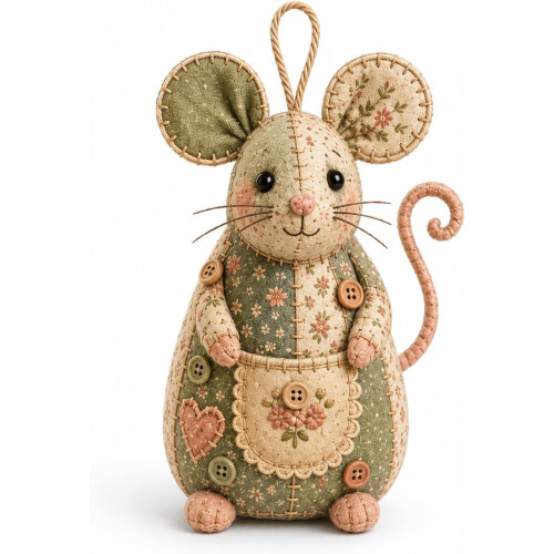 (# 3, -) Kit souris patchwork, tissu, boutons
