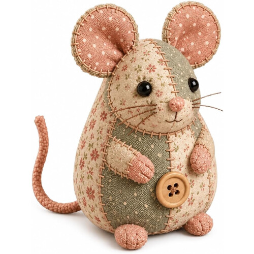 (# 2, -) Kit souris patchwork, tissu, boutons