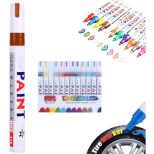 (Brown, -) Oil-Based Tire Lettering Pen, 12 Colours Waterproof Paint Marker