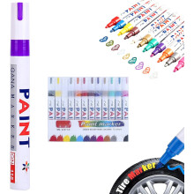 (Purple, -) Oil-Based Tire Lettering Pen, 12 Colours Waterproof Paint Marker