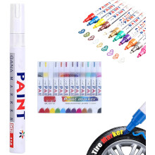(White, -) Oil-Based Tire Lettering Pen, 12 Colours Waterproof Paint Marker