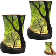 (2pc, -) Enchanted Forest Ambient Lamp, Resin Tree LED Light Jar Decor