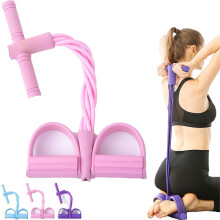 (Pink, 6 tube) Banda de resistencia con pedal 4/6 tubos, para yoga