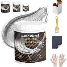 (300g, -) Water-Based Silver Paint for Metal & Wood, Quick-Drying Metallic Finish