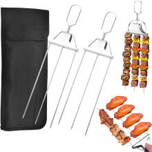 (2pcs, -) Brochetas de barbacoa 3 en 1, con deslizador