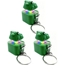 (3pcs Green Frog, -) Sammakko kurnuttava fidget-avaimenperä, siristävä sammakko-avaimenperä LED-valolla