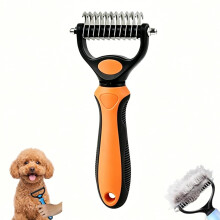 (Orange, Small) 2026 Dual Sided Pet Dematting Comb, Deshedding Dog Brush for Thick Coats