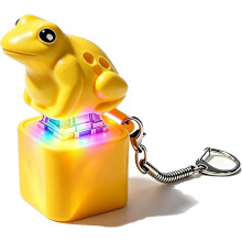 (Yellow Frog, -) Sammakko kurnuttava fidget-avaimenperä, siristävä sammakko-avaimenperä LED-valolla