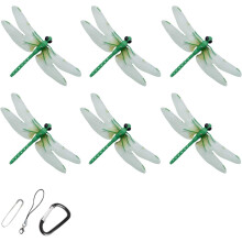 (Green, Style A) 6 cleme decorative 3D pentru libelule, decor de grădină exterioară anti-insecte