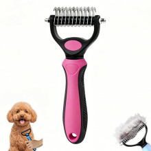 (Magenta, Small) 2026 Dual Sided Pet Dematting Comb, Deshedding Dog Brush for Thick Coats