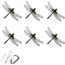 (Black, Style A) 6 cleme decorative 3D pentru libelule, decor de grădină exterioară anti-insecte
