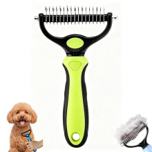 (Green, Large) 2026 Dual Sided Pet Dematting Comb, Deshedding Dog Brush for Thick Coats