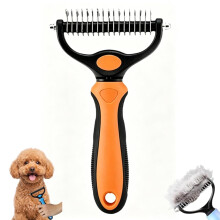 (Orange, Large) 2026 Dual Sided Pet Dematting Comb, Deshedding Dog Brush for Thick Coats