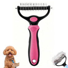 (Magenta, Large) 2026 Dual Sided Pet Dematting Comb, Deshedding Dog Brush for Thick Coats