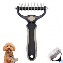 (Gray, Large) 2026 Dual Sided Pet Dematting Comb, Deshedding Dog Brush for Thick Coats