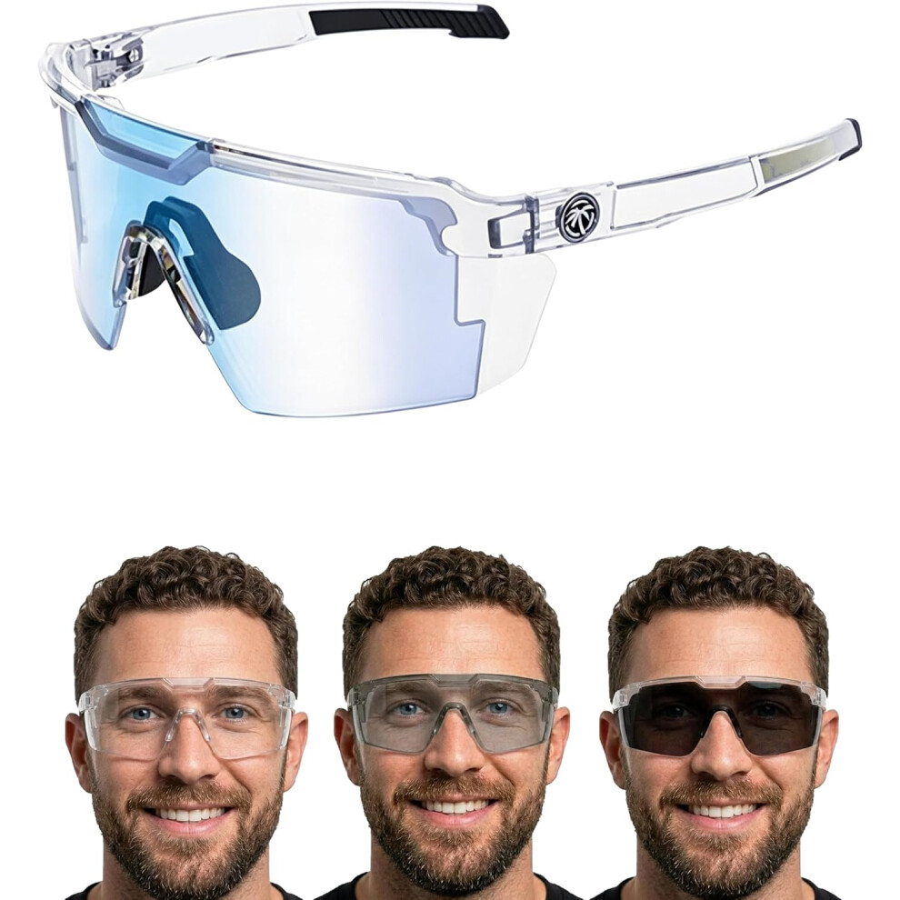 (Photochromic Blue Mirror, -) Uv400 Photochromic Polarised Safety Glasses, Impact Resistant Eyewear 5437706467861