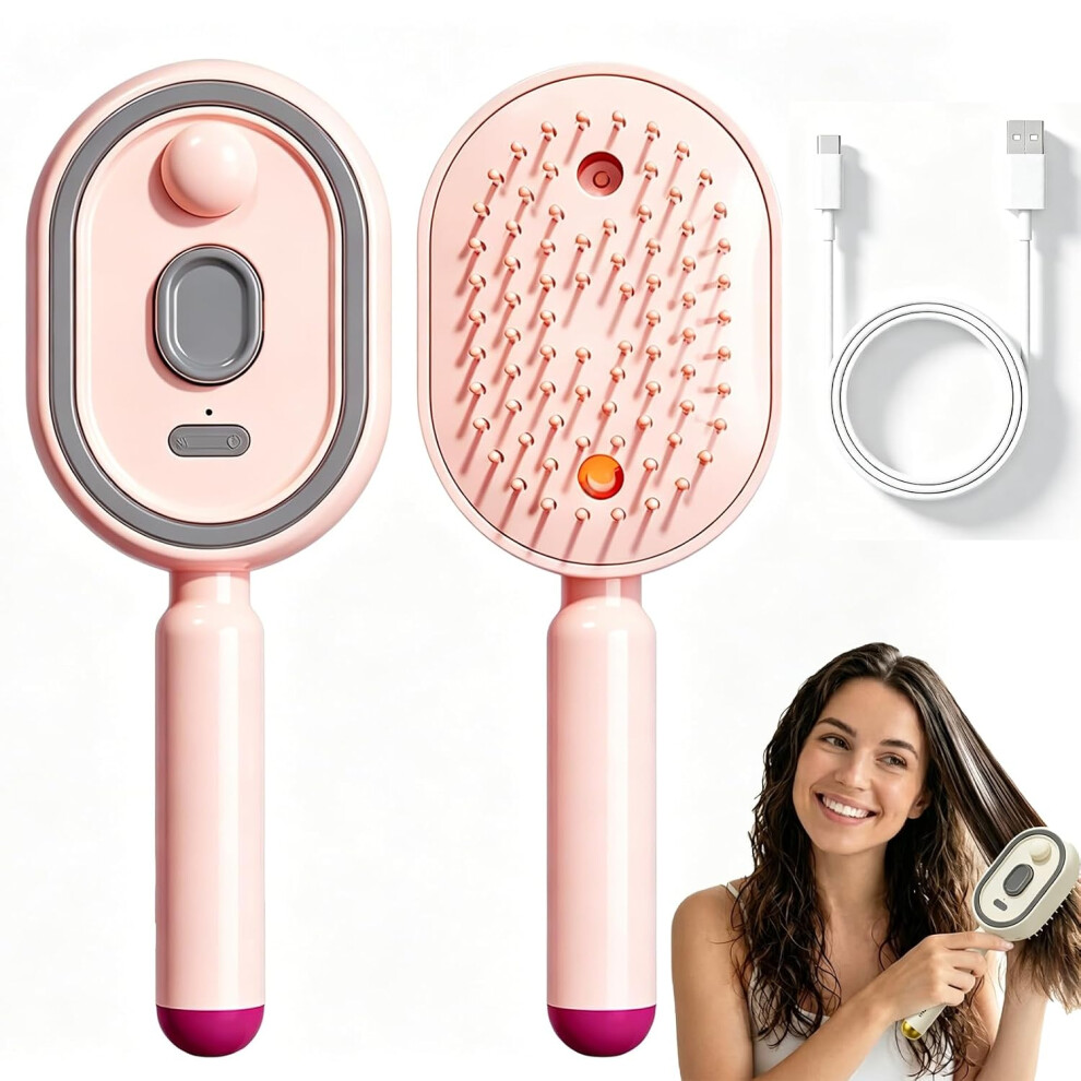 Oimg (Pink, -) Electric Spray & Massage Hair Brush, Rechargeable Detangling Comb
