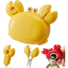 (Yellow, -) Krabben Multifunktionsöffner, 4-in-1, Faltbare Schere, Kartonmesser, Magnet, Kühlschrank, Gelb, Werkzeug