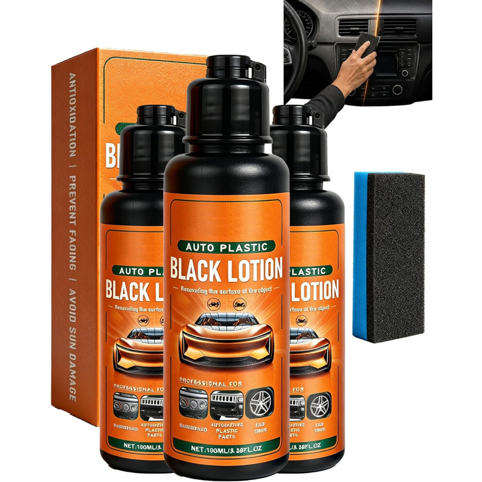 (3Pcs, -) Auto Plastic Restorer Kit, Restore Faded Interior Exterior Plastics Black 5437706466840