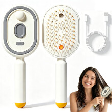 (White, -) Brosse vapeur cheveux, massage, rose