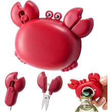 (Red, -) Krabben Multifunktionsöffner, 4-in-1, Faltbare Schere, Kartonmesser, Magnet, Kühlschrank, Gelb, Werkzeug