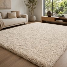 (200cm x 290cm OR 6ft 7" x 9ft 6"- Large Area Rug, Cream- Area Rug) Large Fluffy Shaggy Rugs Non-Slip Living Room Rug