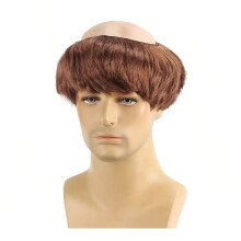 (Dark Brown-1) Bald Wig And Monk Wig Brown Bald Cap Monk Role-Playing Costume Wig Suitable for Halloween