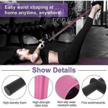 Multifunction Bands Upgrade 6 Tubes Fitness Elastic with Pedals Handles Latex Stretch Ropes Pink