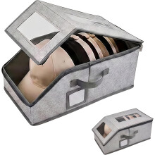 (Light gray, B) Stackable Baseball Cap Storage Box, Dust Proof Hat Organizer