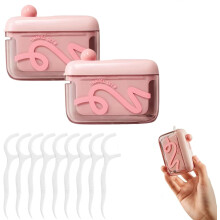 (Pink-2pc, -) Automaattinen ponnahdusikkunalla varustettu hammaslanka-annostelija, kannettava hammaslankakotelo