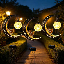 (3*PC, -) Hummingbird Moon Solar Garden Stake Light, Waterproof LED Pathway