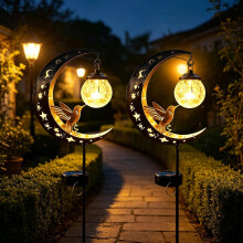 (2*PC, -) Hummingbird Moon Solar Garden Stake Light, Waterproof LED Pathway