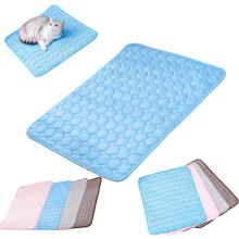 (Blue*1pc, L) Hunde Kühlmatte, Eisseide, Selbstkühlend, Waschbar, Faltbar, Extra Groß, Rosa, 1 Stk, M, Haustier
