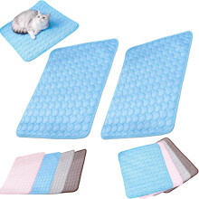 (Blue*2PC, S) Hunde Kühlmatte, Eisseide, Selbstkühlend, Waschbar, Faltbar, Extra Groß, Rosa, 1 Stk, M, Haustier