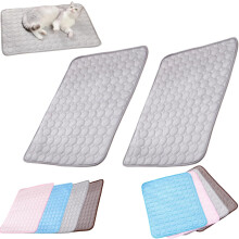 (Grey*2PC, XL) Hunde Kühlmatte, Eisseide, Selbstkühlend, Waschbar, Faltbar, Extra Groß, Rosa, 1 Stk, M, Haustier