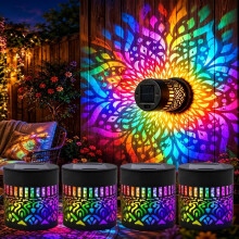 (4*PC, -) Seven-Color Changing Solar Mandala Wall Light, Outdoor Fence Decor