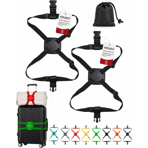 (Black, -) Sangle bagages, ajustable, 2 pièces