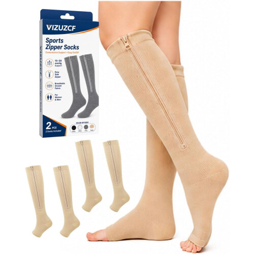 (Open Toe-2pcsb, One Size) Chaussettes compression, sport