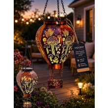 (Hummingbird, -) Solar-Powered Hot Air Balloon Lantern, Waterproof Outdoor Hanging Light