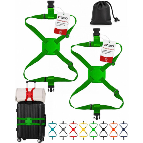 (Green, -) Sangle bagages, ajustable, 2 pièces
