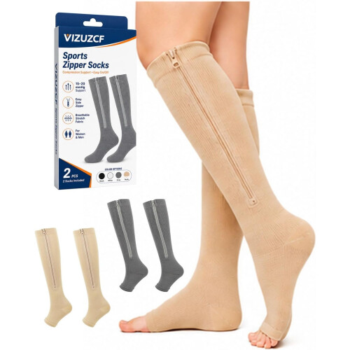 (Open Toe-2pcsj, One Size) Chaussettes compression, sport