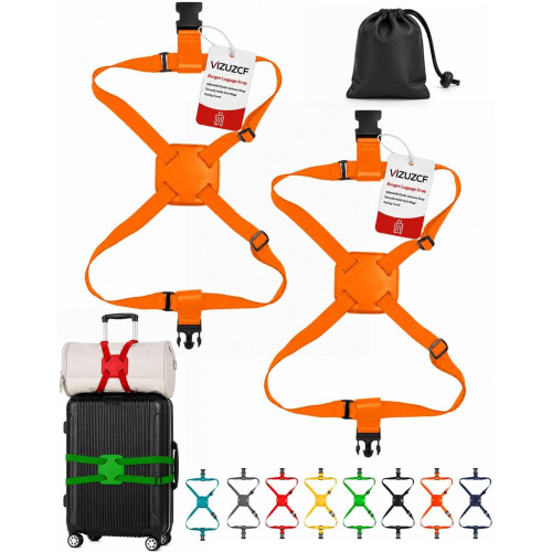 (Orange, -) Sangle bagages, ajustable, 2 pièces